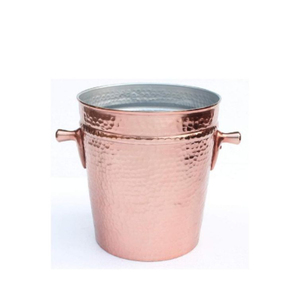 Hammered Copper Ice Bucket Round Shape Metal Industrial Style Handmade Wine <b>Cooler</b> Bar ware Party Beverage <b>Cooler</b> - Product Image 1
