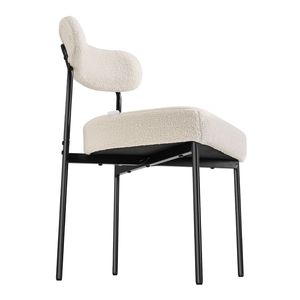 Set di 2 Sedie da Pranzo Mid-Century Modern in Bouclé, Sedie Laterali Imbottite in Sherpa Salvaspazio per Tavolo da Pranzo - Product Image 2