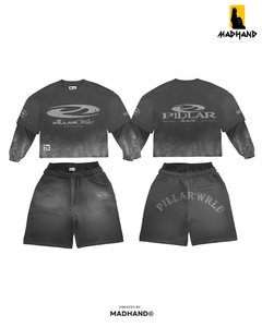 Ensemble de shorts streetwear vert foncé personnalisé |   T-shirt graphique à manches longues double couche |   Fabricant de shorts en molleton vert OEM - Product Image 4