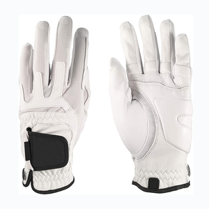 Gant de golf SOSH4 en cuir véritable blanc avec imprimé crâne noir, respirant, à doigts complets, avec sangle de poignet réglable, pour sports de plein air - Product Image 3