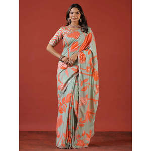 Saree pour femmes avec broderie séquentielle à la frontière - Product Image 6