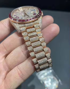 Nuevo Reloj de Pulsera de Lujo con Diamantes de Moissanita VVS Rosados, Caja Cuadrada de Acero Inoxidable de 42 mm, Estilo Hip-Hop - Product Image 3