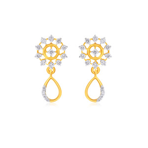 Pendientes de Oro Amarillo de 14K con Diseño Floral Circular y Diamantes Cultivados en Laboratorio, Joyería Fina de Diseño para Mujer, Venta al Por Mayor - Product Image 1