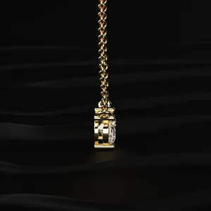 Collier pendentif solitaire ovale en diamant de laboratoire avec halo, plaqué or, certifié IGI, 10/14/18 carats, pour femme, idéal pour les fêtes et les mariages - Product Image 2