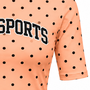 <b>Peach</b> Polka Dot Women Mock Neck Short Sleeve <b>T</b> <b>Shirt</b> Slim Fit Stretch Casual Printed Top Fashion Summer Apparel Wholesale Custom - Product Image 5