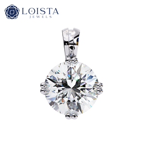 LOISTA จี้เพชรทรงกลมเงินคลาสสิกเครื่องประดับหมั้นสำหรับผู้หญิงสี D หินธรรมชาติ - Product Image 2
