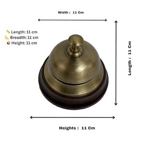 Campana de Escritorio de Latón con Base de Madera, Acabado Antiguo, Campana de Llamada Vintage para Recepción de Hotel, Tienda, Oficina, Decoración del Hogar - Product Image 5