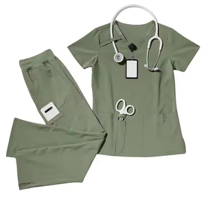 Nouvel ensemble de blouses chirurgicales pour femmes 2025 en tissu élastique Spandex Rayonne Polyester à manches courtes et col en V – Uniforme d'hôpital - Product Image 5