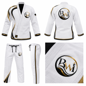 ชุดยูโด BWI BJJ สีขาว ผ้าฝ้าย 100% สำหรับผู้ใหญ่ ทรงปกติ ระบายอากาศได้ดี พิมพ์ลายด้วยเทคนิค Heat-Transfer ป้องกันการหดตัว น้ำหนักผ้า 460 กรัม - Product Image 1