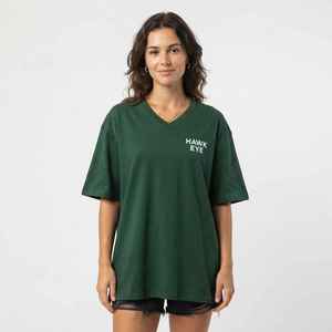 Women's Green <b>V</b>-<b>Neck</b> <b>T</b>-<b>Shirt</b> Short Sleeve Loose Fit 100% Cotton Casual Jersey Print Logo Top - Product Image 3