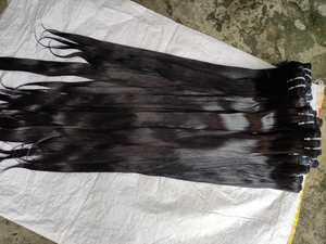 Extensiones de Cabello Humano Natural Virgen Indio de Doble Trama Liso Extremo 100g 105g - Product Image 2