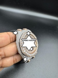 Montre Sport Mécanique de Luxe ZAWO Personnalisée Unisexe Vintage Hip Hop en Acier Inoxydable 20mm avec Diamant Moissanite Taillé Charm 41mm - Product Image 5