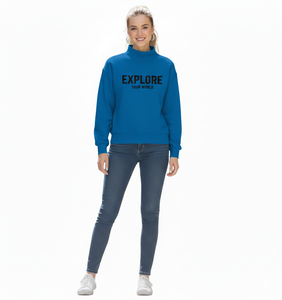 Suéter Personalizado con Nuevo Logotipo para Mujer, Casual, Otoño Invierno, Cuello Alto, Oversize, Felpa Sólida, Poliéster/Algodón Ecológico, Bordado - Product Image 2