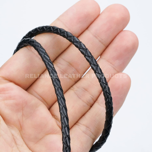 4mm Black Shine Bulk Supply Bolo Braided <b>Leather</b> Cord Jewelry Braided <b>Leather</b> Cord for Necklace and <b>Bracelet</b> - Product Image 3