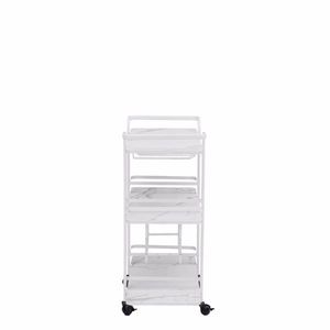 Carrello Bar Bianco a Tre Ripiani con Portabottiglie e Portabicchieri per Famiglie e Piccoli Raduni - Product Image 6