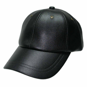 <b>Black</b> Leather <b>Baseball</b> <b>Cap</b> Unisex Adjustable Casual Hat Four Seasons Adult Fit - Product Image 5