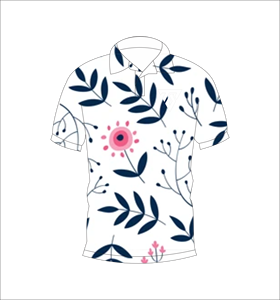 Mens White Blue Botanical Floral Polo Shirt Custom Sublimation Short Sleeve Summer Casual Breathable Lightweight Golf Shirt - Product Image 4