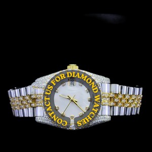 Reloj de Edición Limitada Hip Hop 2026 con Movimiento de Cuarzo, Caja Redonda, Esfera de Cristal, Moissanita Helada, Gemas y Piedras de Dos Tonos, 41 mm - Product Image 2