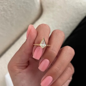 Unique Design Kite Cut Lab Grown <b>Diamond</b> <b>Ring</b> 18K Yellow Gold Bezel Set IGI Certified Wedding Engagement Trendy Women's Jewelry - Product Image 5