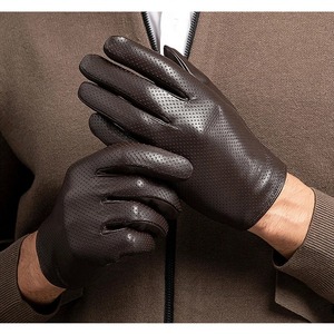 Men's <b>Thin</b> Genuine Leather Fit <b>Gloves</b> Male Breathable Soft Fashion Classic Goatskin Autumn Unlined touch screen Driving <b>Gloves</b> - Product Image 2