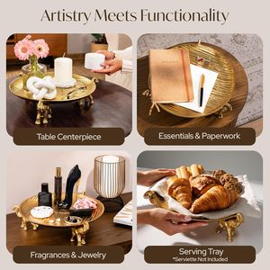 Serving <b>tray</b> fruit <b>tray</b> metal <b>tray</b> gold <b>tray</b> elephant <b>tray</b> elephant decor <b>tray</b> luxury <b>tray</b> antique <b>tray</b> - Product Image 3