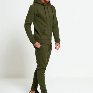Ensemble de survêtement en molleton de coton pour homme, marque privée, avec sweat à capuche zippé et pantalon de survêtement, personnalisé, hiver, tricoté uni, vêtements décontractés, vente en gros - Product Image 3