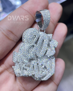 Pendentif personnalisé avec nom ou numéro, serti de moissanite taille brillant, style Hip Hop Rock Rapper, bijoux de mode - Product Image 1