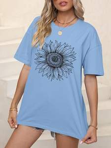 เสื้อยืดโอเวอร์ไซส์ผ้าฝ้ายสำหรับผู้หญิง เสื้อยืดลายกราฟิก แขนสั้น สไตล์วินเทจ เสื้อลำลองสำหรับฤดูร้อน ปี 2026 ผลิตแบบ OEM ขายดี - Product Image 4