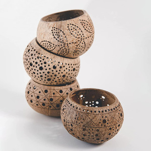 Coconut Shell Candles Holder Manufacturers Candle Stand Tealight Candle Holders with Custom logo Engraving - Product Image 3