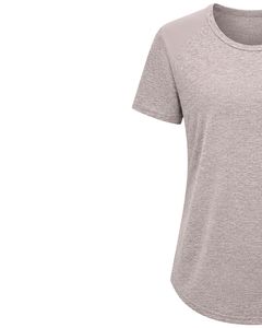 Customized Women Beige Quick Dry Sports T Shirt Breathable Lightweight Gym Running Workout Athletic Activewear Tee <b>Top</b> - Product Image 3