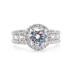 Unisex Classic Oval Cut CZ Rhodium Plated Engagement Ring - Product Image 5