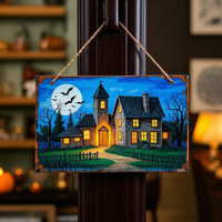 Plaque Murale Métallique Vintage Halloween : Lanterne Citrouille Rétro pour Décoration Murale Hantée, Idéale pour la Maison, le Bar, le Club et les Fêtes d'Halloween