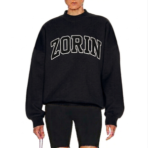 Sudadera de algodón grueso de alta calidad personalizada para mujer, bordada, con hombros caídos, cuello simulado y estilo oversized. - Product Image 1