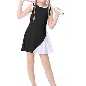 Robe de tennis pour filles en gros d'usine, respirante, séchage rapide, sans manches, vêtement de sport avec short intégré, Spandex/Nylon, transfert thermique 220g - Product Image 2