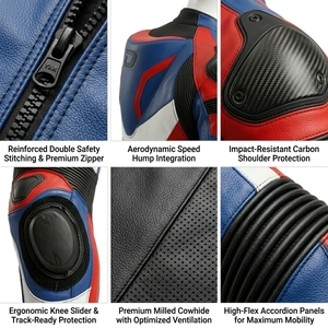 Custom Motorcycle Racing Leather Suit OEM Perforated Cowhide Motorbike Riding Gear Wholesale Track Day Protective Clothing - Product Image 6
