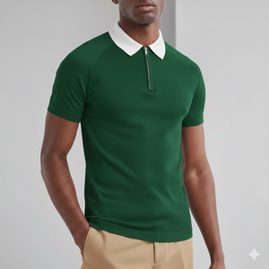 Polo de luxe 100 % coton peigné pour homme, coupe ajustée, couleur unie, piqué premium, idéal pour la broderie - Product Image 2