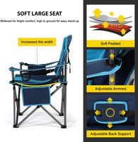 Mobilier d'extérieur moderne et robuste Chaise de camping surdimensionnée Support lombaire entièrement rembourré Capacité de 450 lb Pli en acier inoxydable