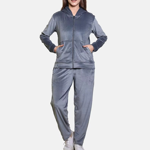 Custom Women <b>Velvet</b> <b>Tracksuit</b> Set Rhinestone Letter Logo Zip Cropped Hoodie Wide Leg Pants Streetwear Two Piece Winter - Product Image 1