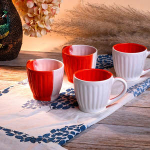 Dynamic Nordic Japandi Glazed Ceramic <b>Tea</b> <b>Mug</b> Set of 4 Eco-Friendly and Microwave Safe with Cork Cap for Mother's Day - Product Image 5