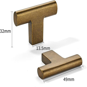 Furniture Knob <b>Handles</b> Golden Drop T Shape <b>Pull</b> <b>Handle</b> Shape Dresser Knobs for Kitchen Bathroom Cabinet <b>Door</b> Metal Knobs - Product Image 3