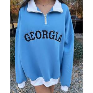 Sudadera Ligera de Invierno para Mujer al por Mayor con Media Cremallera, Cuello Simulado, Estampado, Mezcla de Poliéster/Algodón, Manga Larga, Forro Polar, Estilo Urbano - Product Image 6