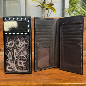 2025 luxe usiné à la main en cuir porte-cartes concepteur longs portefeuilles de haute qualité en cuir de vachette véritable à deux volets portefeuilles pour hommes - Product Image 3