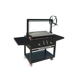 Parrilla Argentina Santa María Moderna de Carbón con Carro, Acero Inoxidable, Asador Motorizado, Parrilla Móvil para Barbacoa con Altura Ajustable - Product Image 1