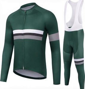 Conjunto de Jersey y Pantalones de Ciclismo para Hombre, Verde Oliva, Manga Larga, Transpirable, de Secado Rápido, Kit de Ropa de Ciclismo que Absorbe el Sudor - Product Image 3