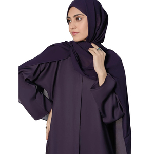 Abaya longue brodée arabe respirante de haute qualité pour femmes musulmanes, robe décontractée en polyester doux pour mariage et fête avec foulard - Product Image 4