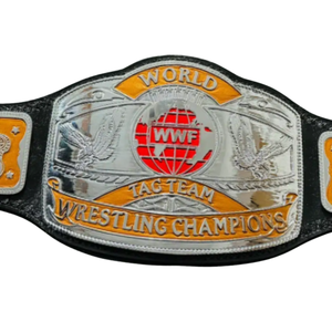 Ceinture de championnat du monde des équipes de la WWF - Ceinture sportive argentée personnalisable avec détails orange - Article de collection haut de gamme - Product Image 5
