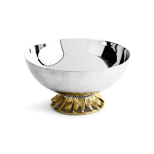 Traditional Organic <b>Twig</b> Gold Leaf Design Metal Serving Bowl Polished Finish Glam Style for Food Serving Gifting Use - Product Image 3