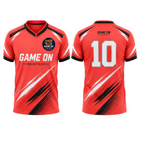 เสื้อฟุตบอลแขนสั้นแบบกำหนดเองลดราคาพิเศษ ระบายอากาศได้ดี ชุดกีฬาผู้ชายสำหรับฝึกซ้อม สกรีนโลโก้ได้ ผลิตจากโพลีเอสเตอร์ 100% สำหรับผู้ชาย - Product Image 1