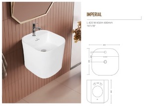 Vente chaude : Lavabo mural profond moderne de haute qualité, Série Impériale, 420x450x400mm (16"x18"), capacité 9L, UPC, pour Hôtels et Hôpitaux - Product Image 2