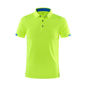 Camiseta de Manga Corta Verde Brillante para Hombre, con Logotipo Frontal, de Secado Rápido, Tejida, Informal, con Estampado, 220g, Bolsillo, Ribete Azul en Cuello y Puños - Product Image 2